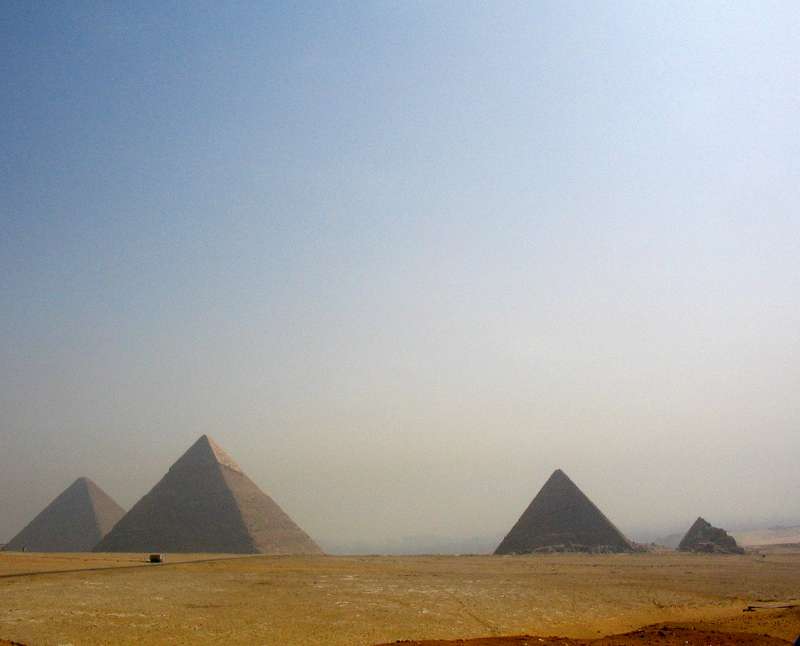 Pyramids in the creamy light at Giza